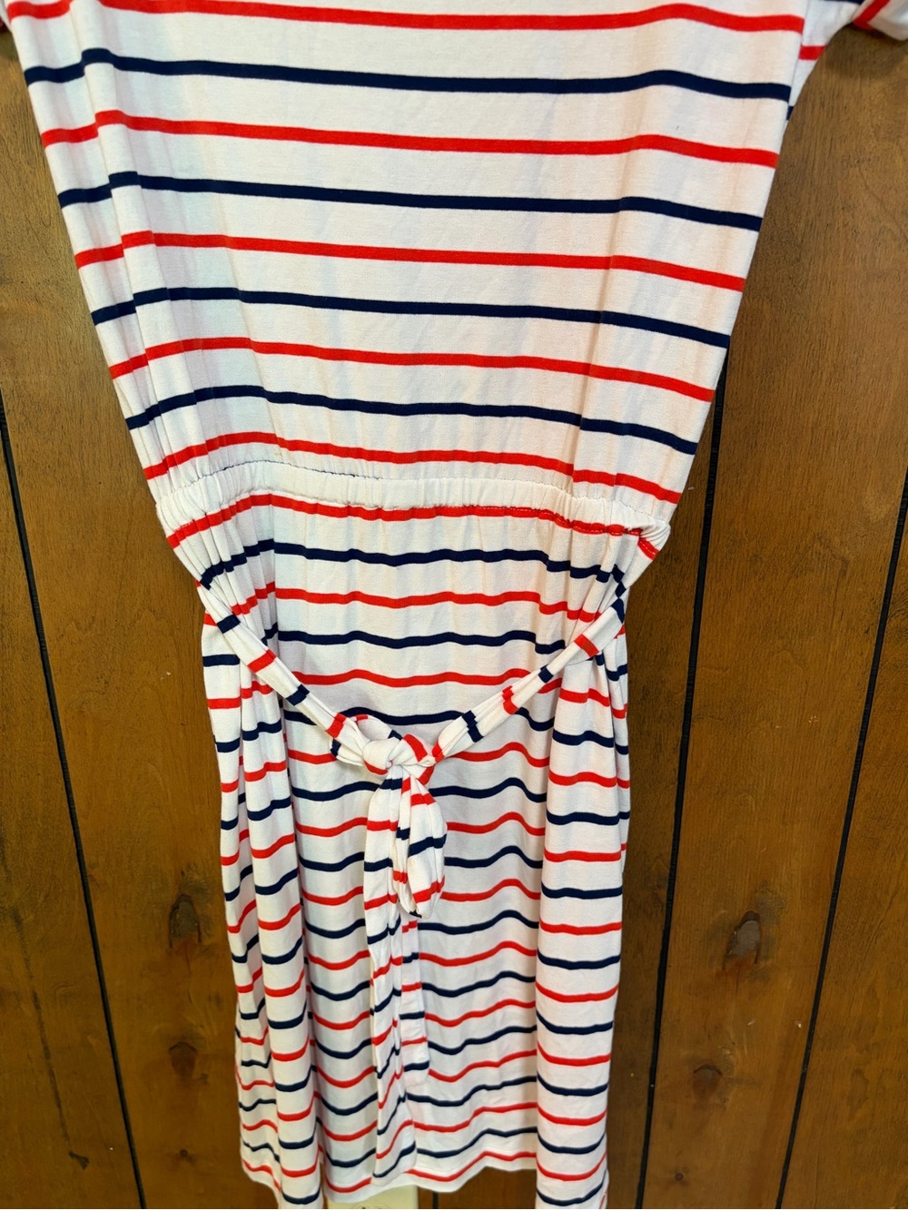 Banana Republic Striped Midi Dress - White with Red & Navy Stripes - Picture 2 of 6